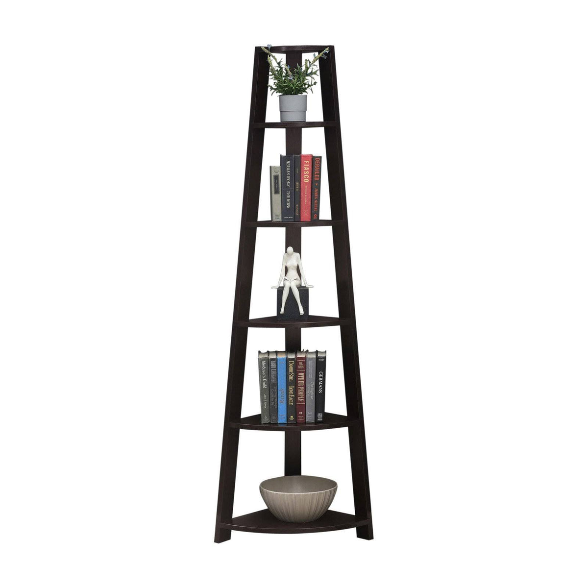 5 Tier Corner Bookcase, Espresso A243