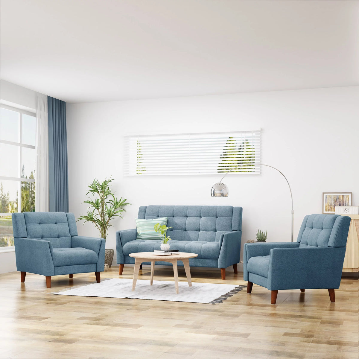 Fabric Arm Chair and Loveseat Set P720