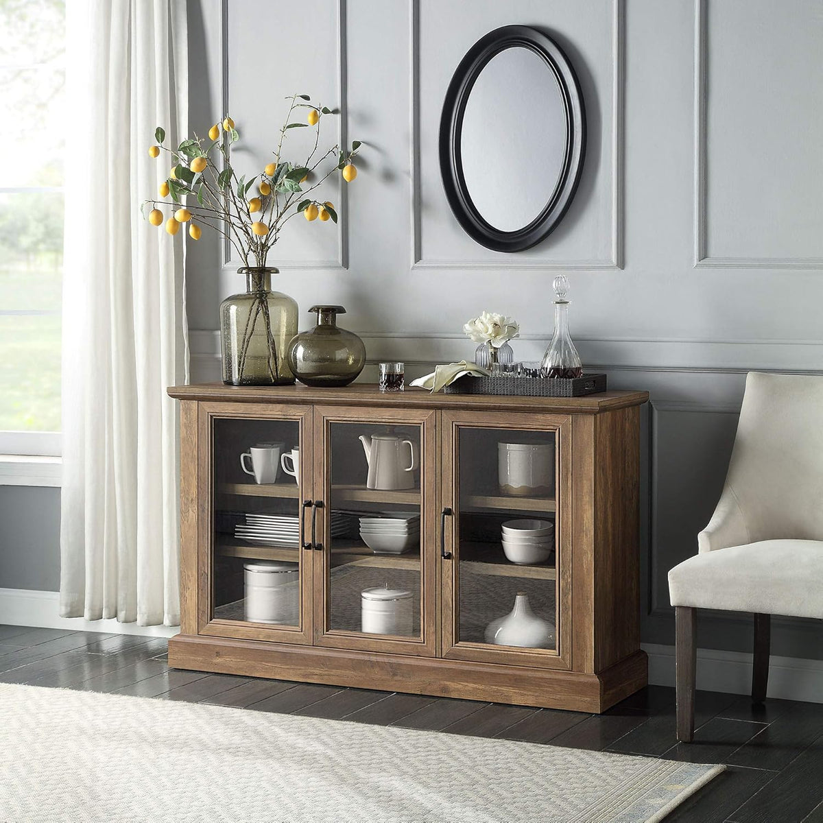 Rustic Gray Wood Sideboard with Storage Cabinet S2854