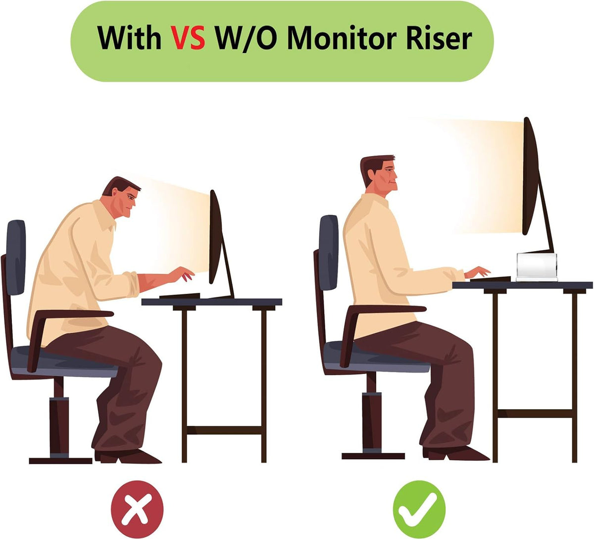 Acrylic Clear Monitor Screen Stand Riser, 20", Pack of 2 B710