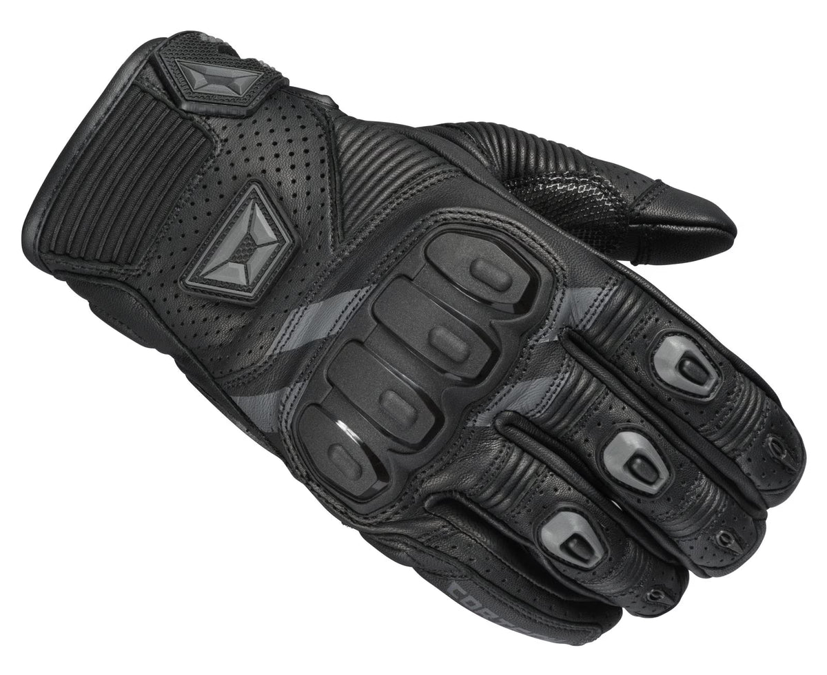 Mens Leather Motorcycle Gloves Black MD A9698