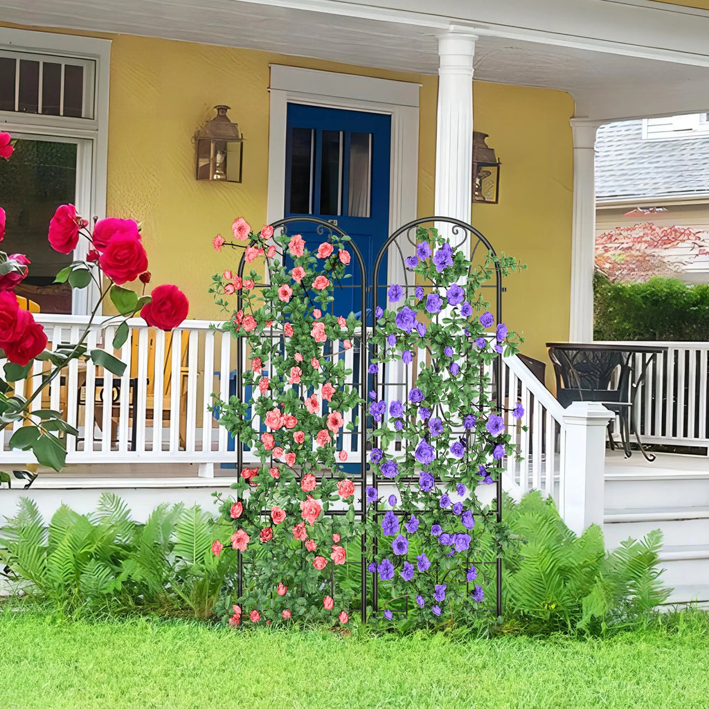 Black Metal Garden Arch Trellises 2 Pack R881362