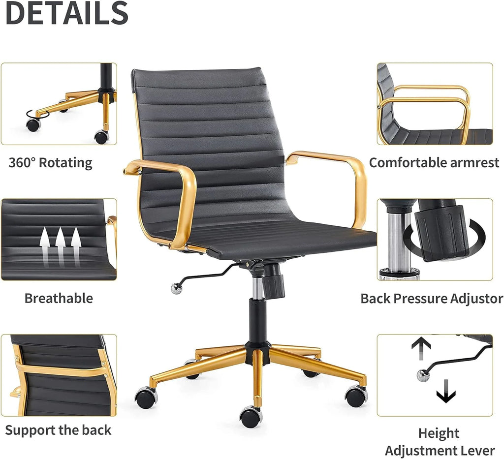 Black Ergonomic Office Chair with Back Support and Caster Wheels P4953