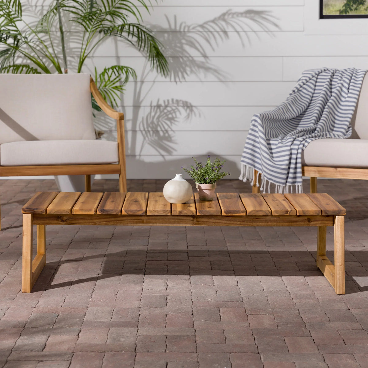 Solid Wood Slat-Top Outdoor Coffee Table H949