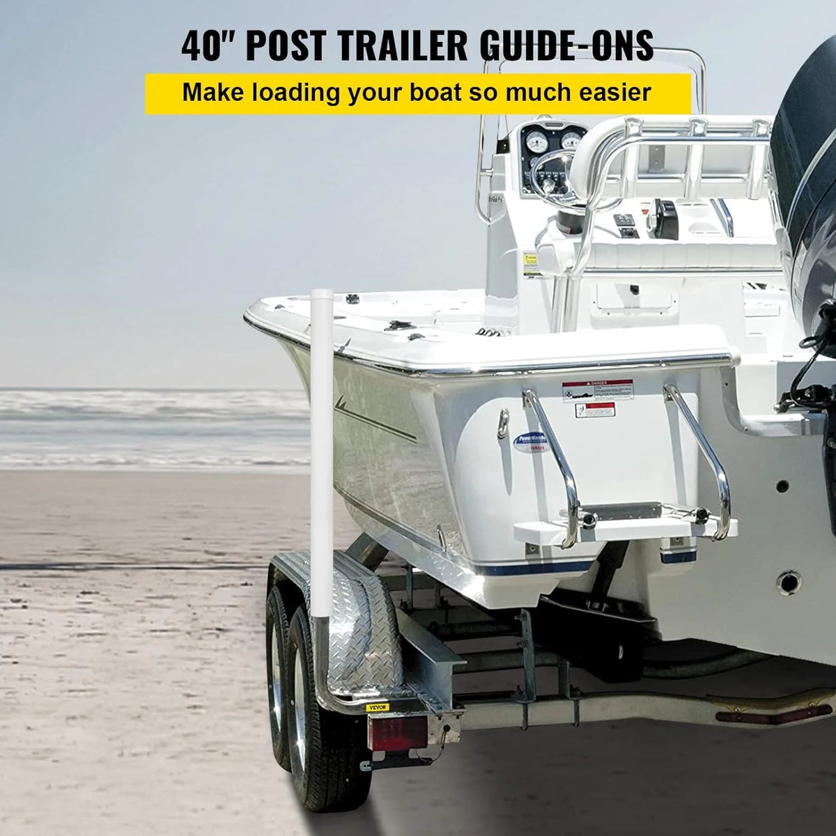 22 in. Steel Boat Trailer Guide-on with White PVC Tube Covers M7936