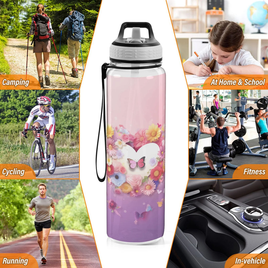 Pink 32oz Tritan Water Bottle with Straw Leakproof BPA Free F15514