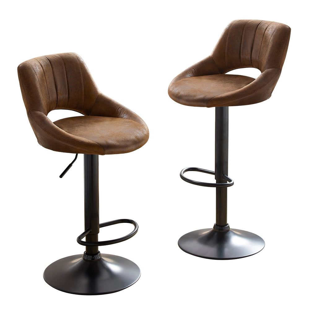 Set of 2 Swivel Adjustable Height PU Leather Bar Stool V314
