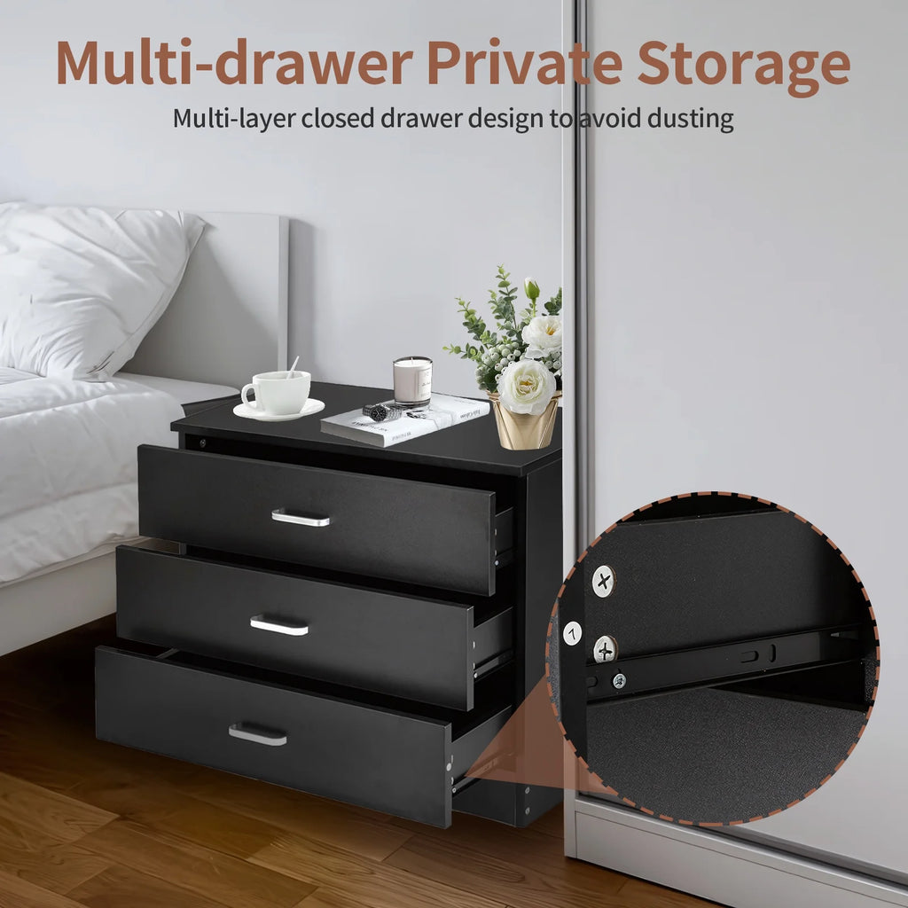 Black Wooden Storage Chest of Drawers Q595