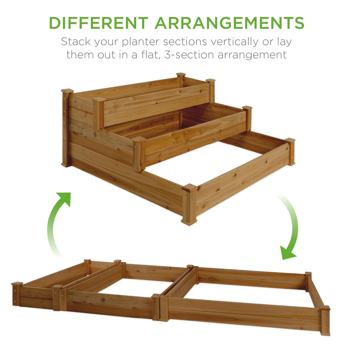 3-Tier Fir Wood Raised Garden Bed Planter J268177