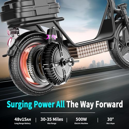 Electric Scooter with Seat, 500W Motor, 14" Pneumatic Tire X631713