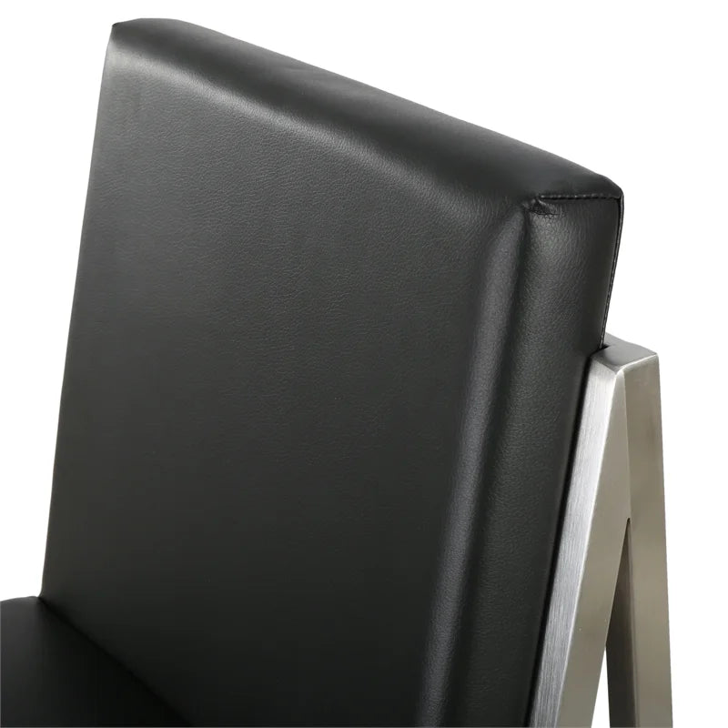 Black Leather Barstool Set of 2 H394