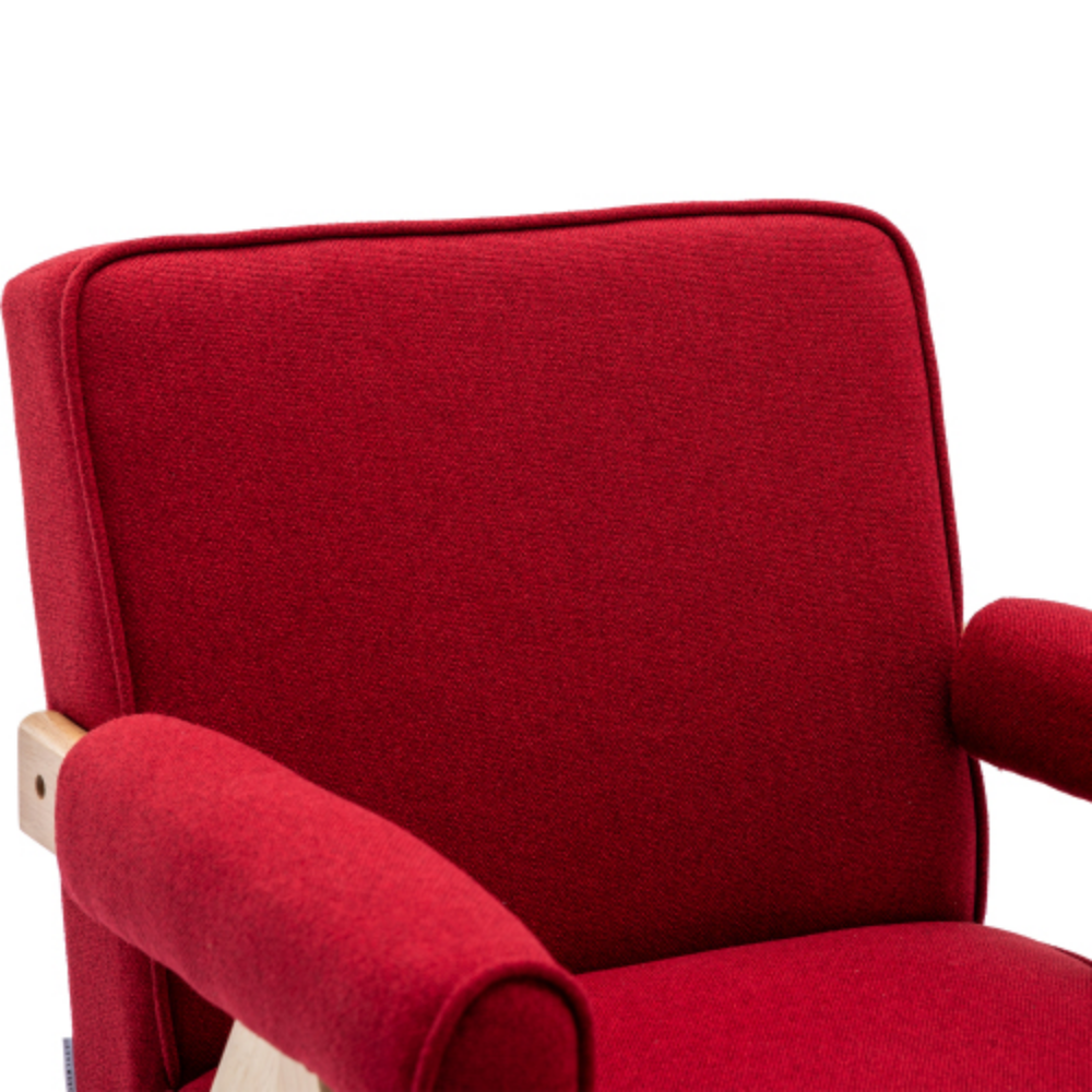Red Polyester Accent Chair with Solid Wood Armrest H469148
