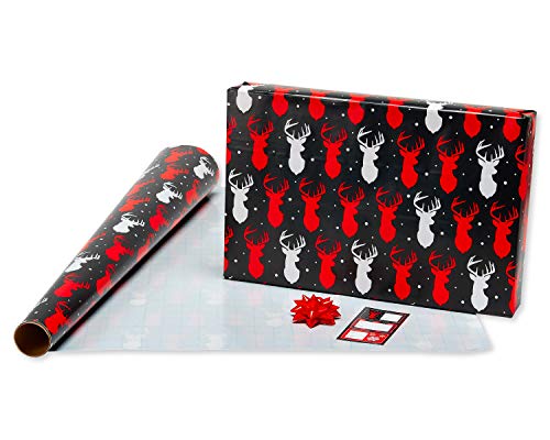 Red and Black Christmas Wrapping Paper Set with Cut Lines B198883