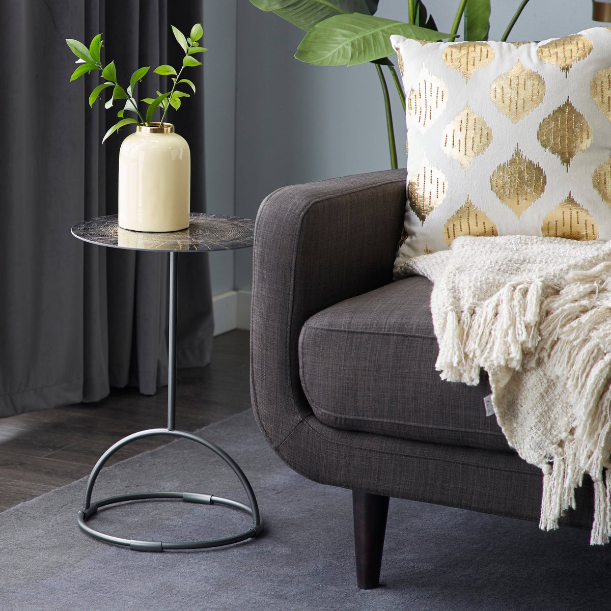 Blue Contemporary Metal Accent Table A8841