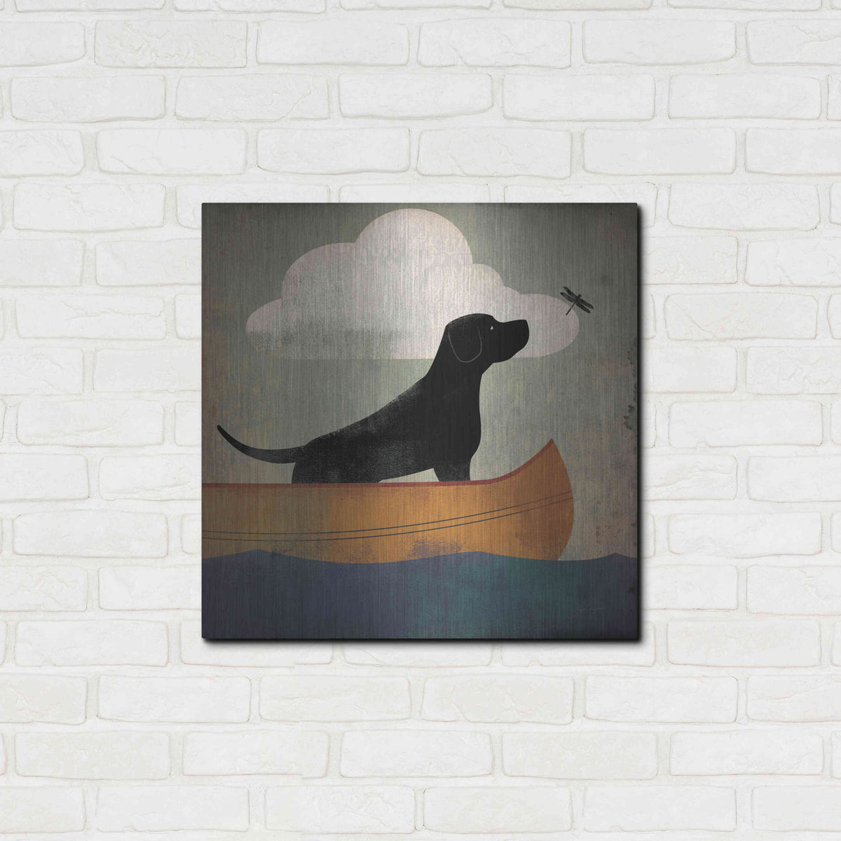 Black Dog Canoe Ride Metal Wall Art, 24"x24" M879711