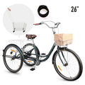 26 Inch Single Speed Adult Tricycle 3 Wheels Cruiser Bike with Basket S950360