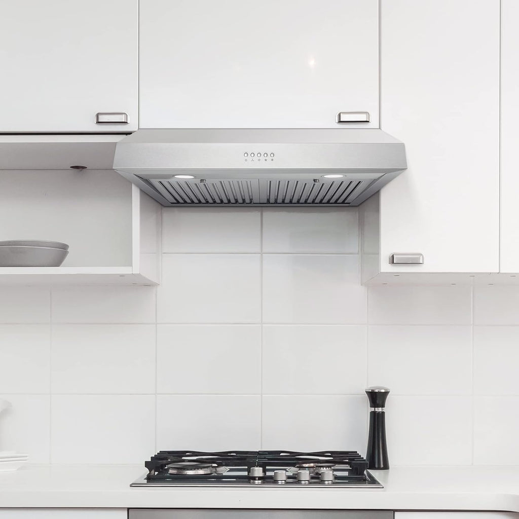 30 in. Under Cabinet Range Hood Ductless Convertible Duct with 3-Speed Fan and LED Lights in Stainless Steel Y27067