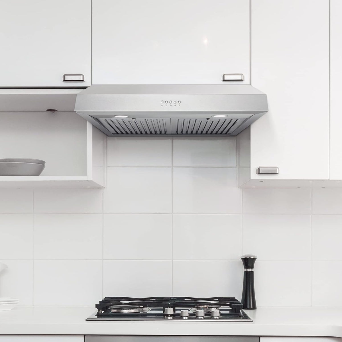 30 in. Under Cabinet Range Hood Ductless Convertible Duct with 3-Speed Fan and LED Lights in Stainless Steel Y27067