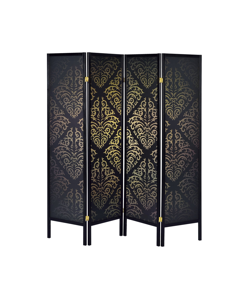 Black Damask Print Folding Screen H702104