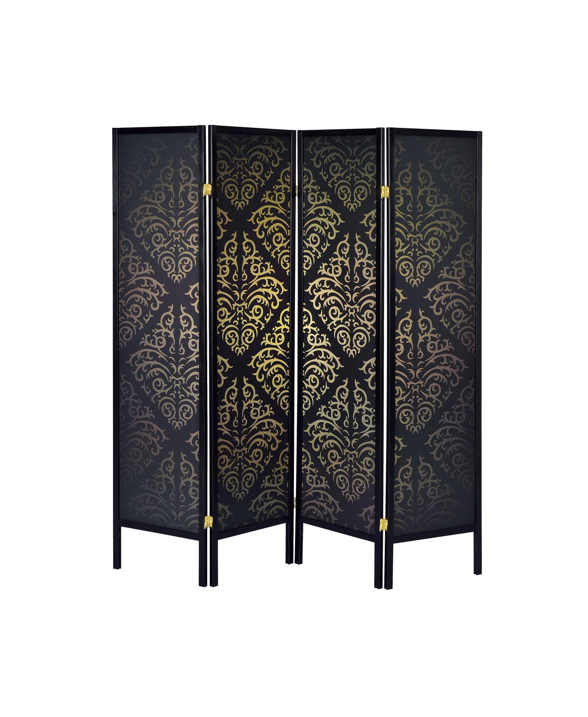 Black Damask Print Folding Screen H702104
