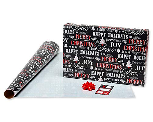 Red and Black Christmas Wrapping Paper Set with Cut Lines B198883