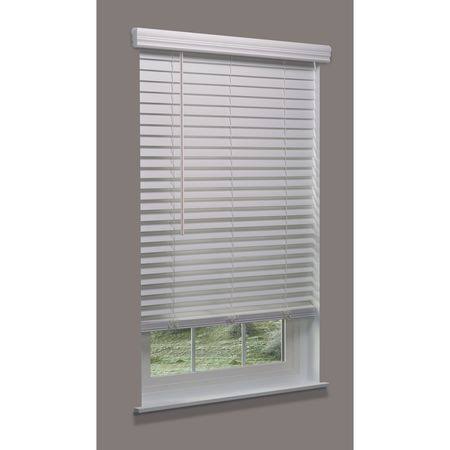 Cordless Faux Wood Blind, White, 64-1/2x22 Q861918