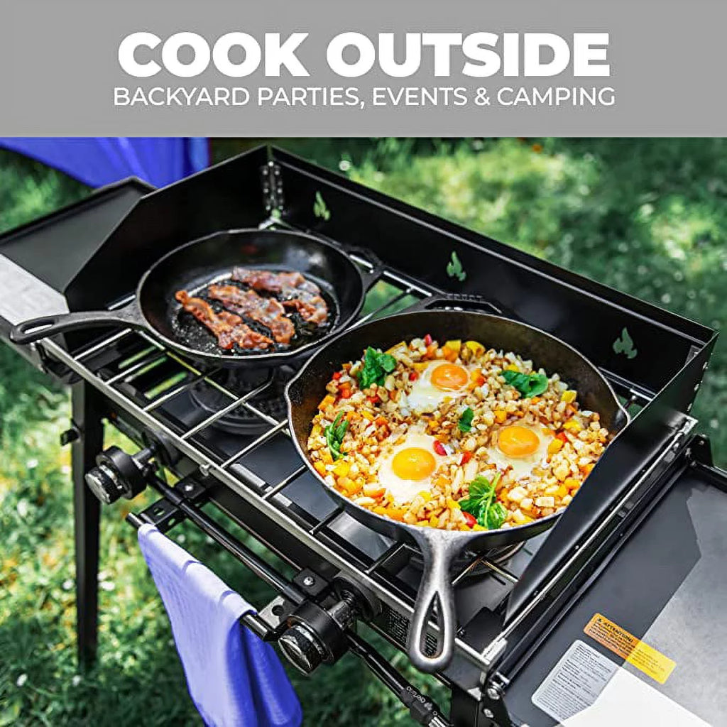 Portable Stainless Steel Camping Stove with 2 Propane Burners J5349