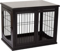 26'' Wooden Dog Cage Pet Crate Kennel with Double Door, Dark Brown C26351