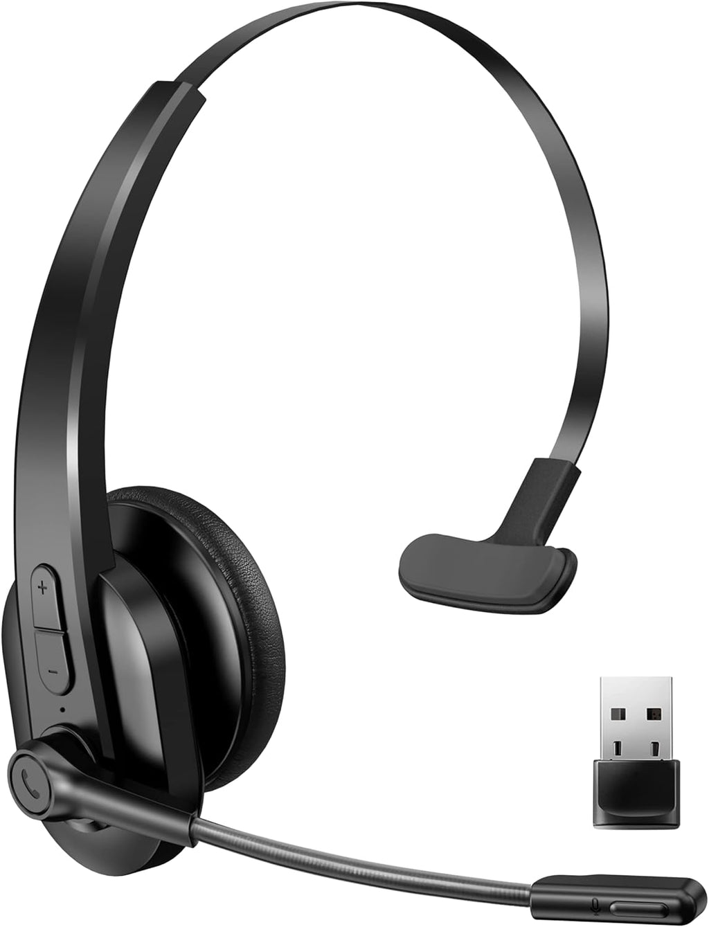 Bluetooth Headset with Microphone Noise Canceling Wireless Adapter (Black) I768852