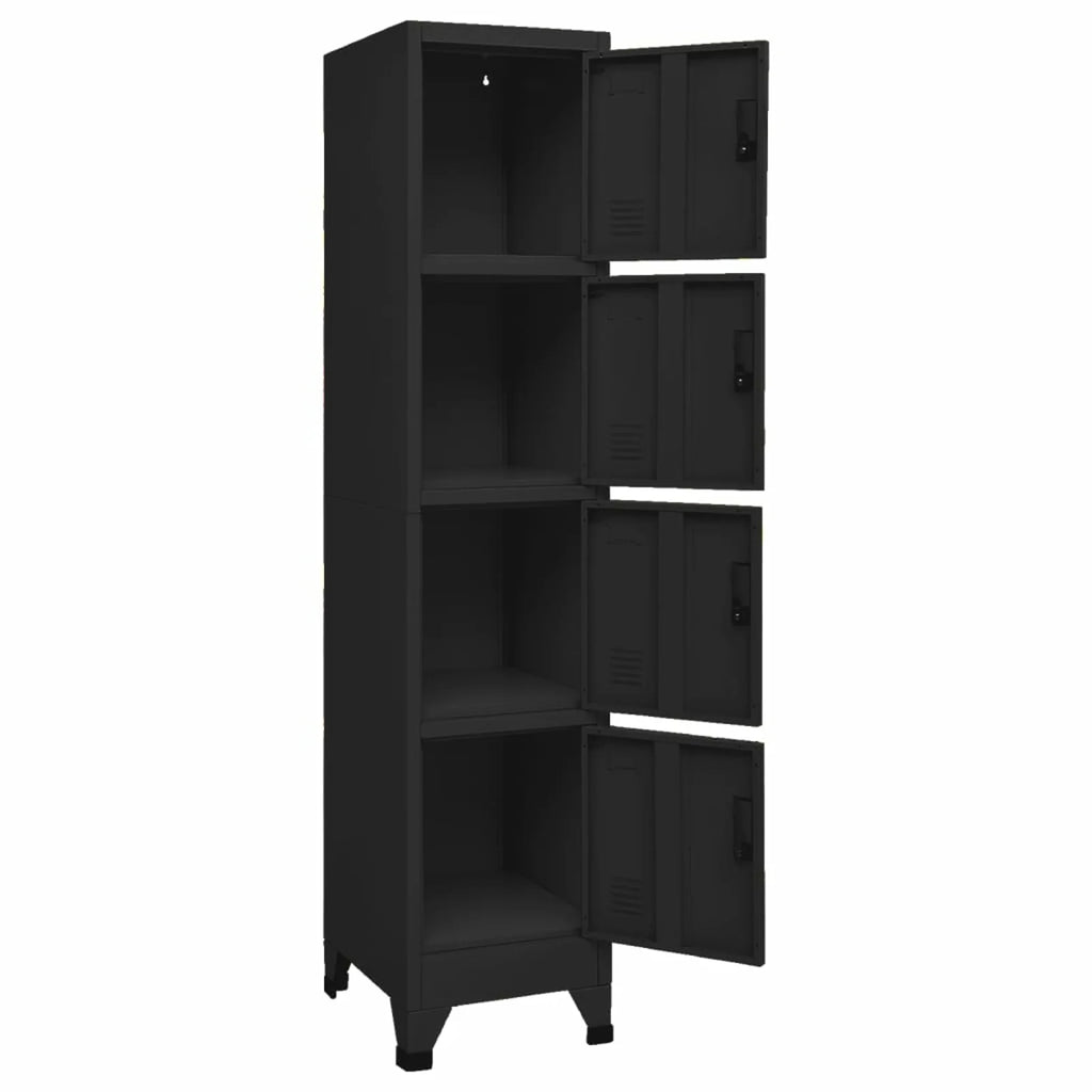 Black Steel Locker Cabinet with 4 Lockable Doors Y67190