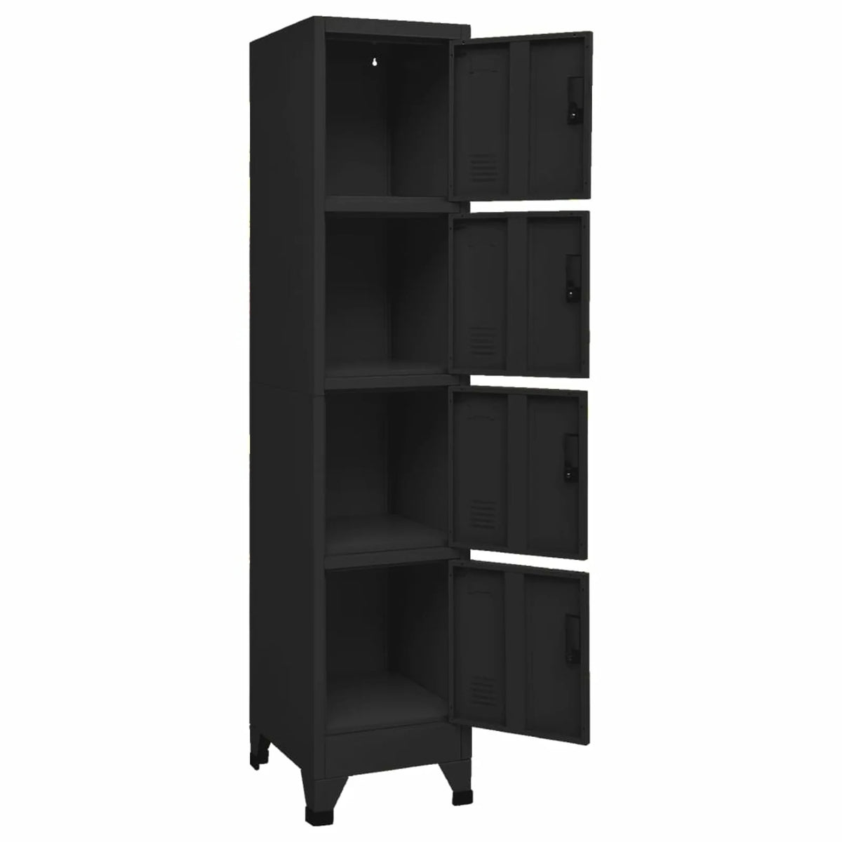 Black Steel Locker Cabinet with 4 Lockable Doors Y67190