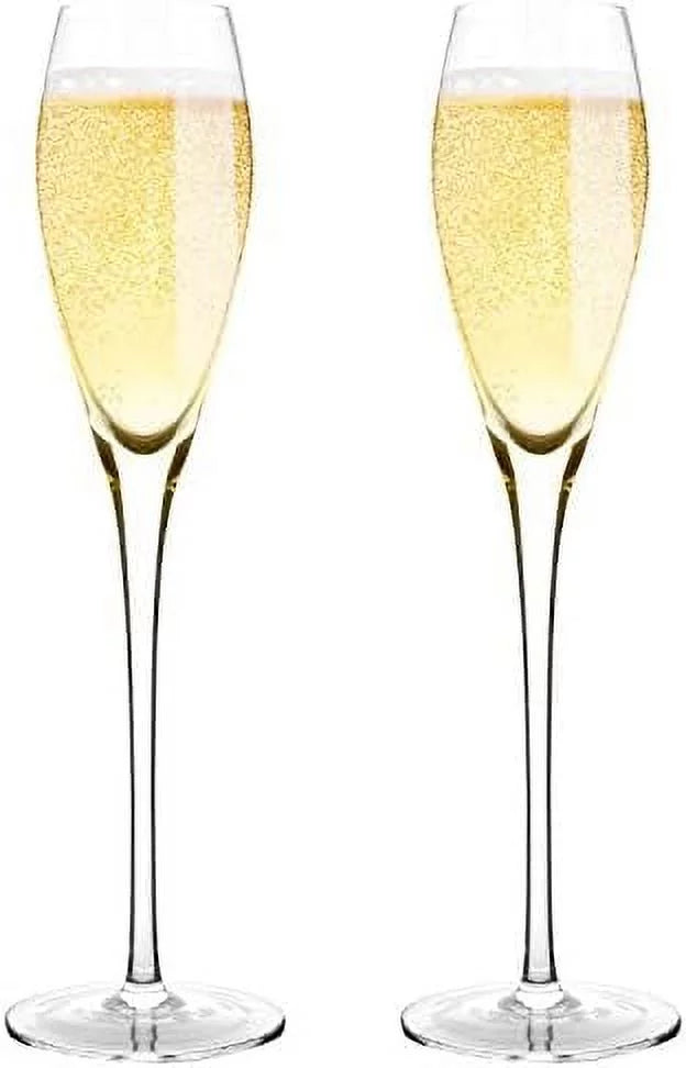 Hand Blown Crystal Champagne Flutes Set Of 2 U229