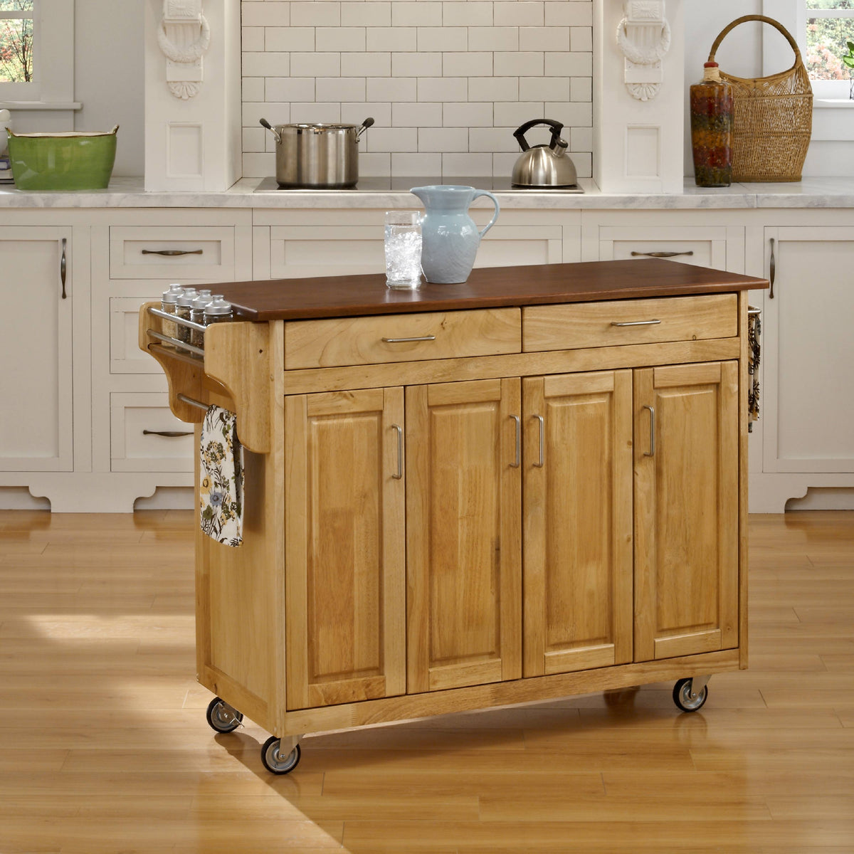 Natural Finish Kitchen Cart with Oak Top X811068