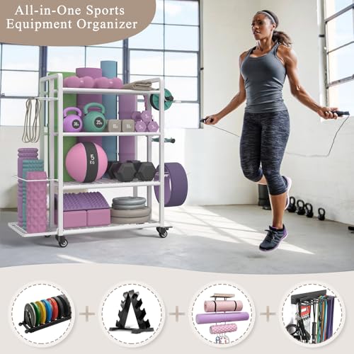 4-Tier Dumbbell Rack with Wheels and Hooks G90781
