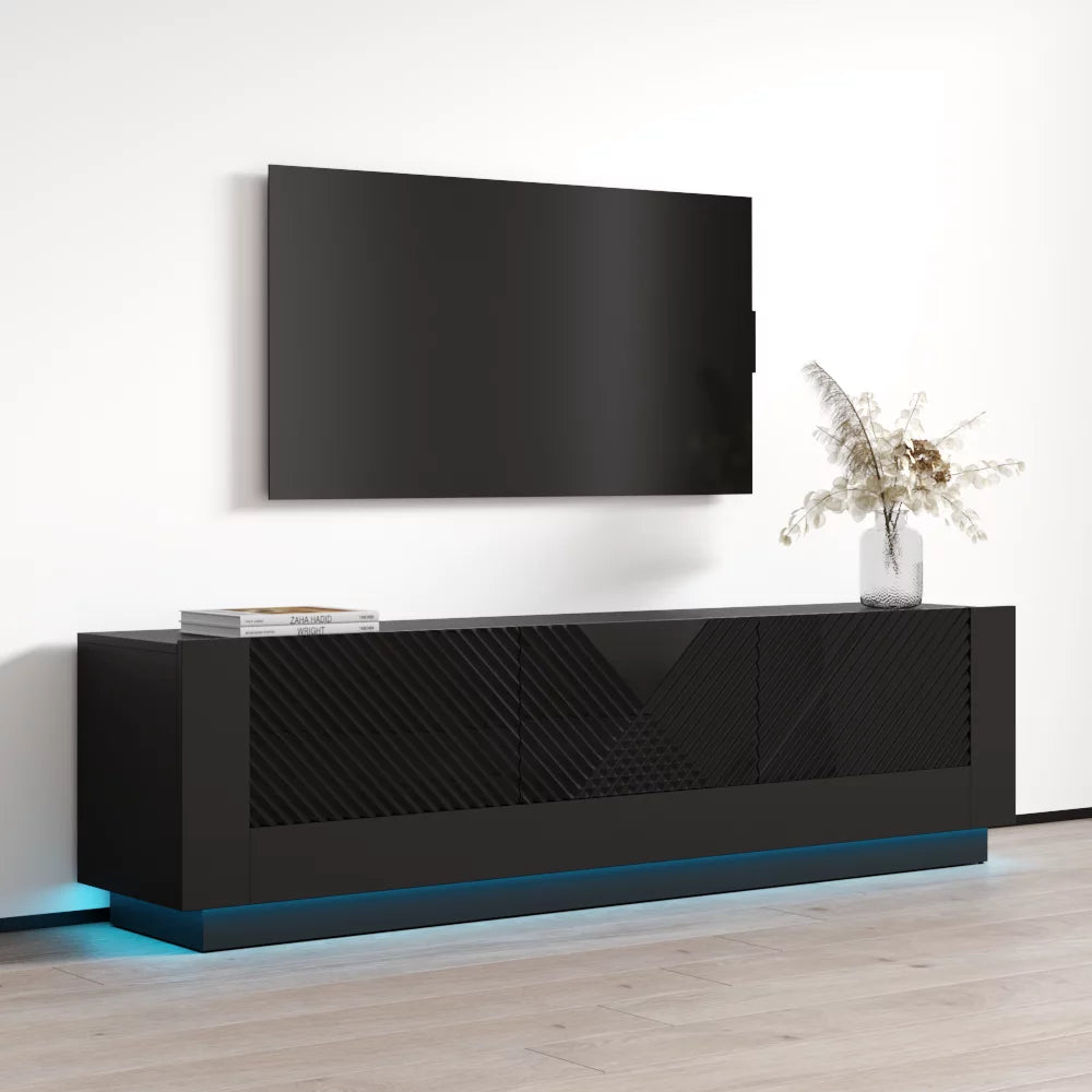 71" High Gloss TV Stand with Storage Cabinets F835