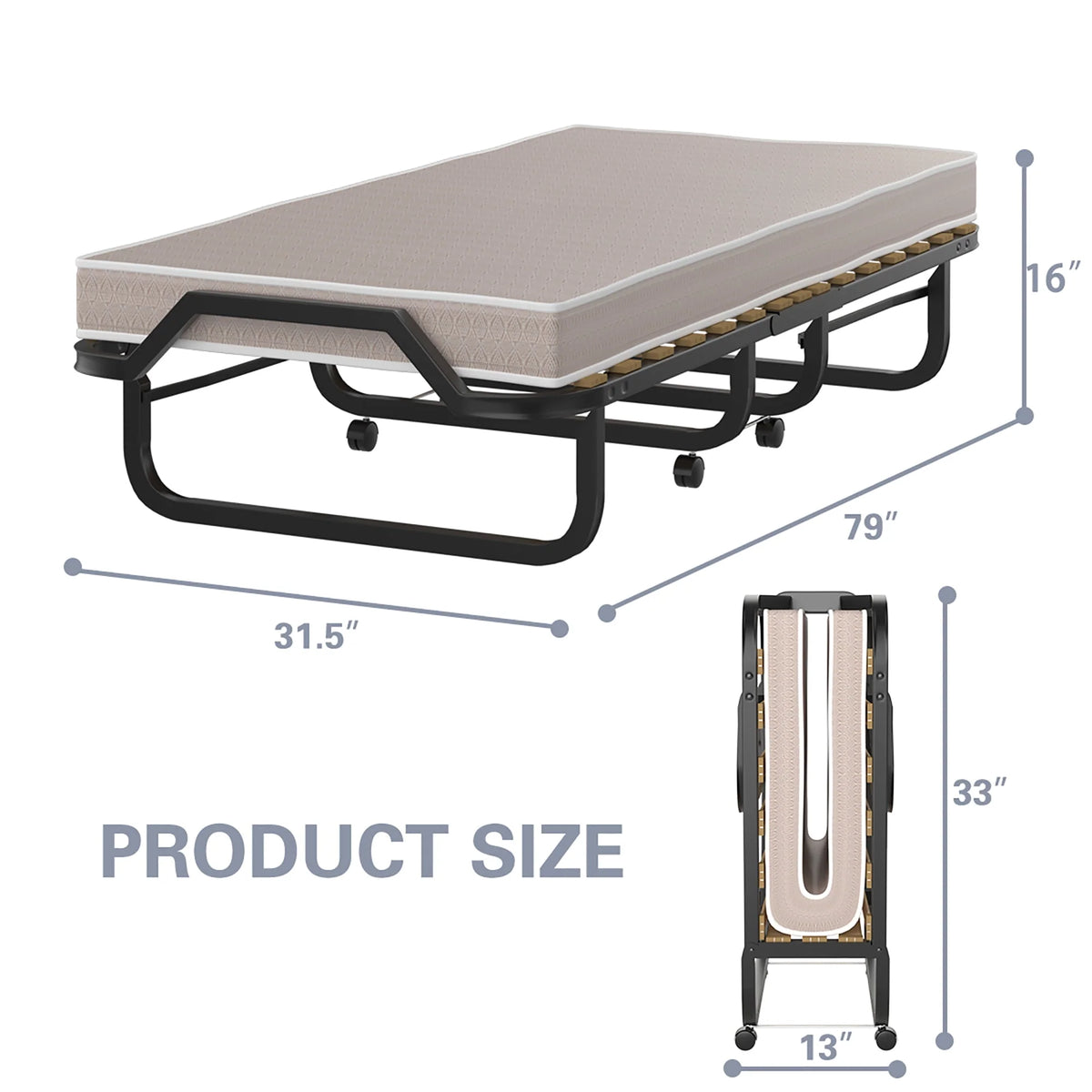 Folding Bed with Memory Foam and Metal Frame D69362