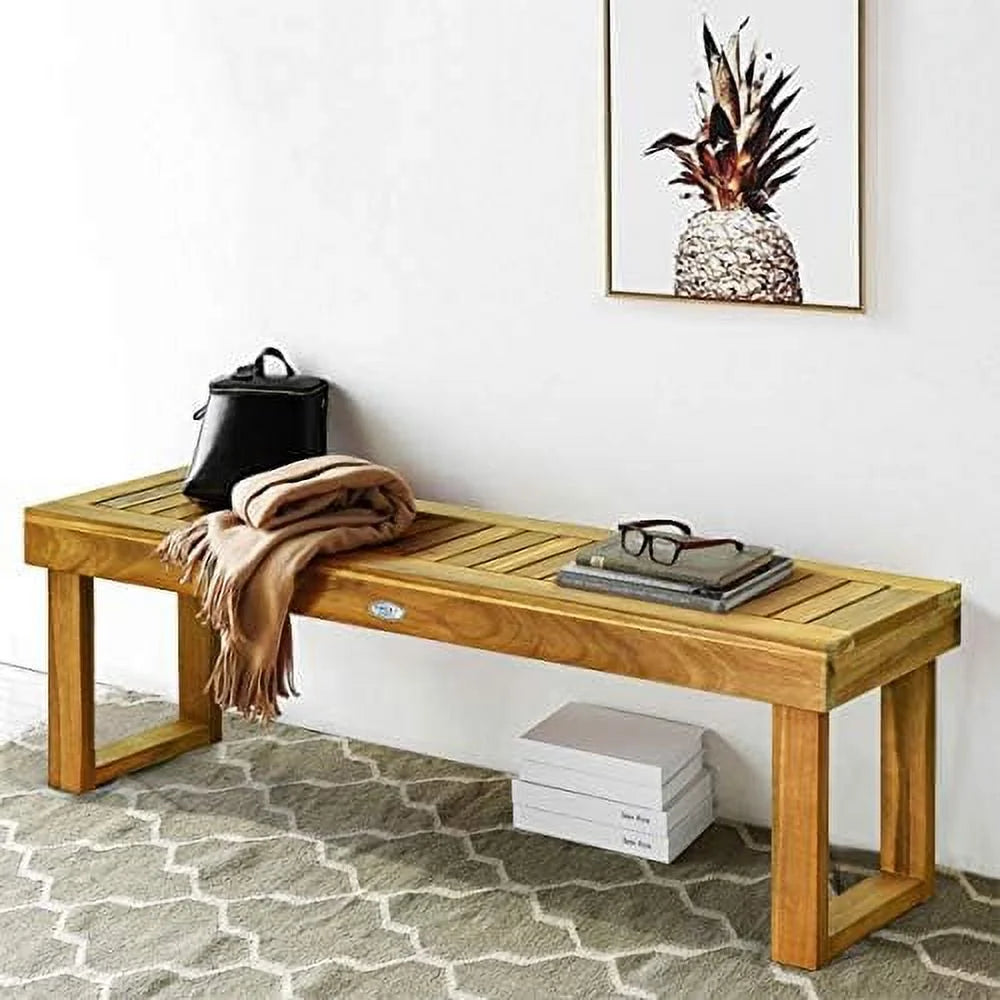 52 Inches Acacia Wood Backless Patio Bench Z3995