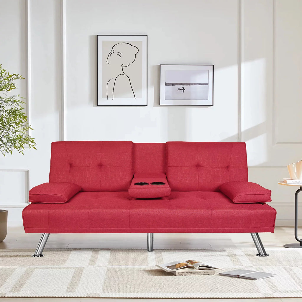 Dark Gray Linen Convertible Futon Sofa J9424