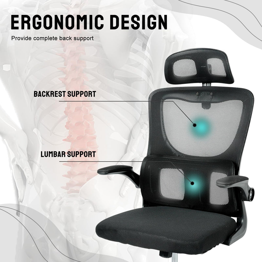 Black Mesh Ergonomic Office Chair with Headrest Q1516