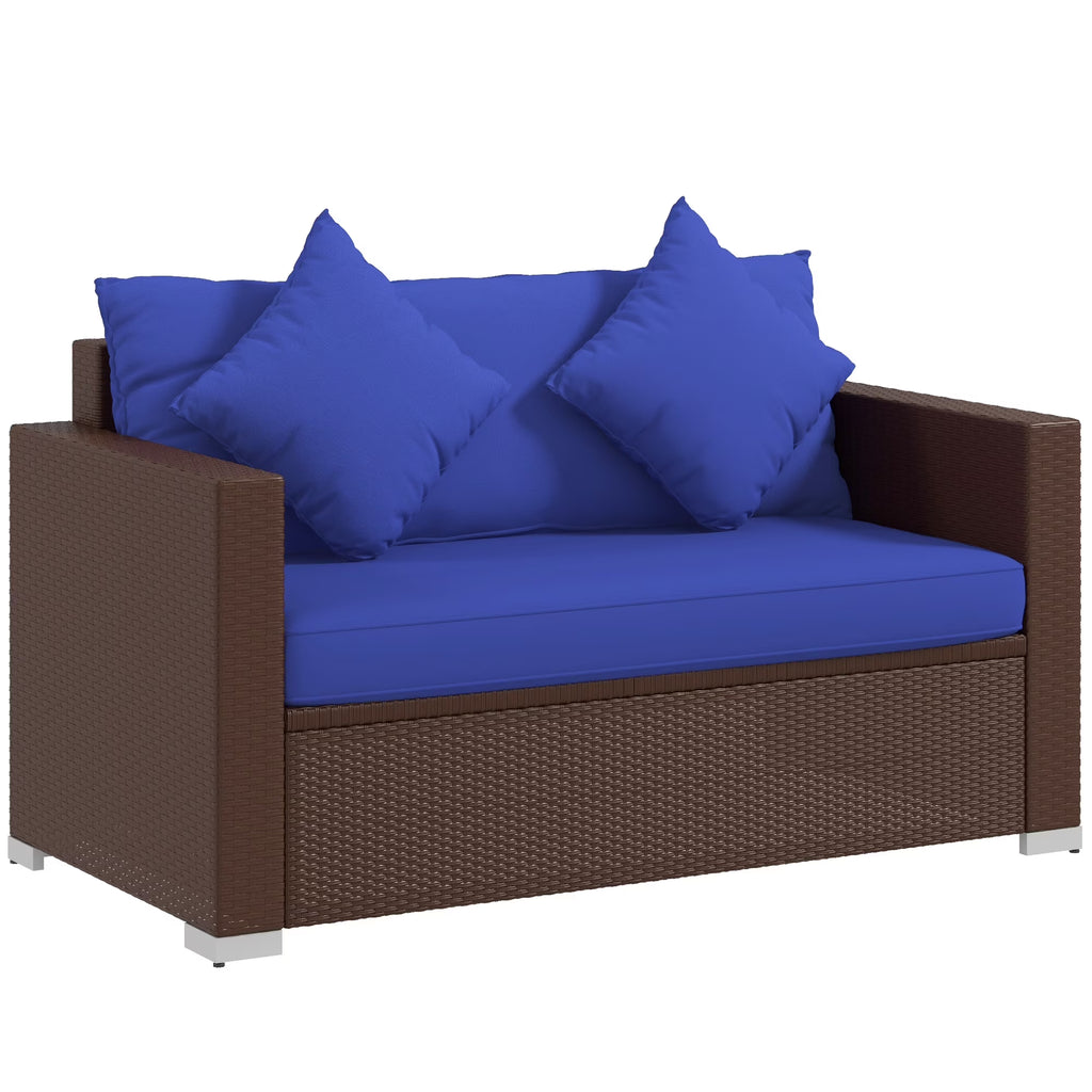 Blue Padded Outdoor Loveseat Sofa G5782