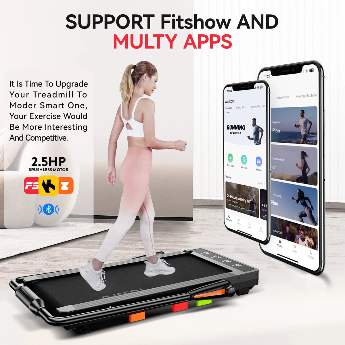 Black 2.5HP Folding Treadmill L5986