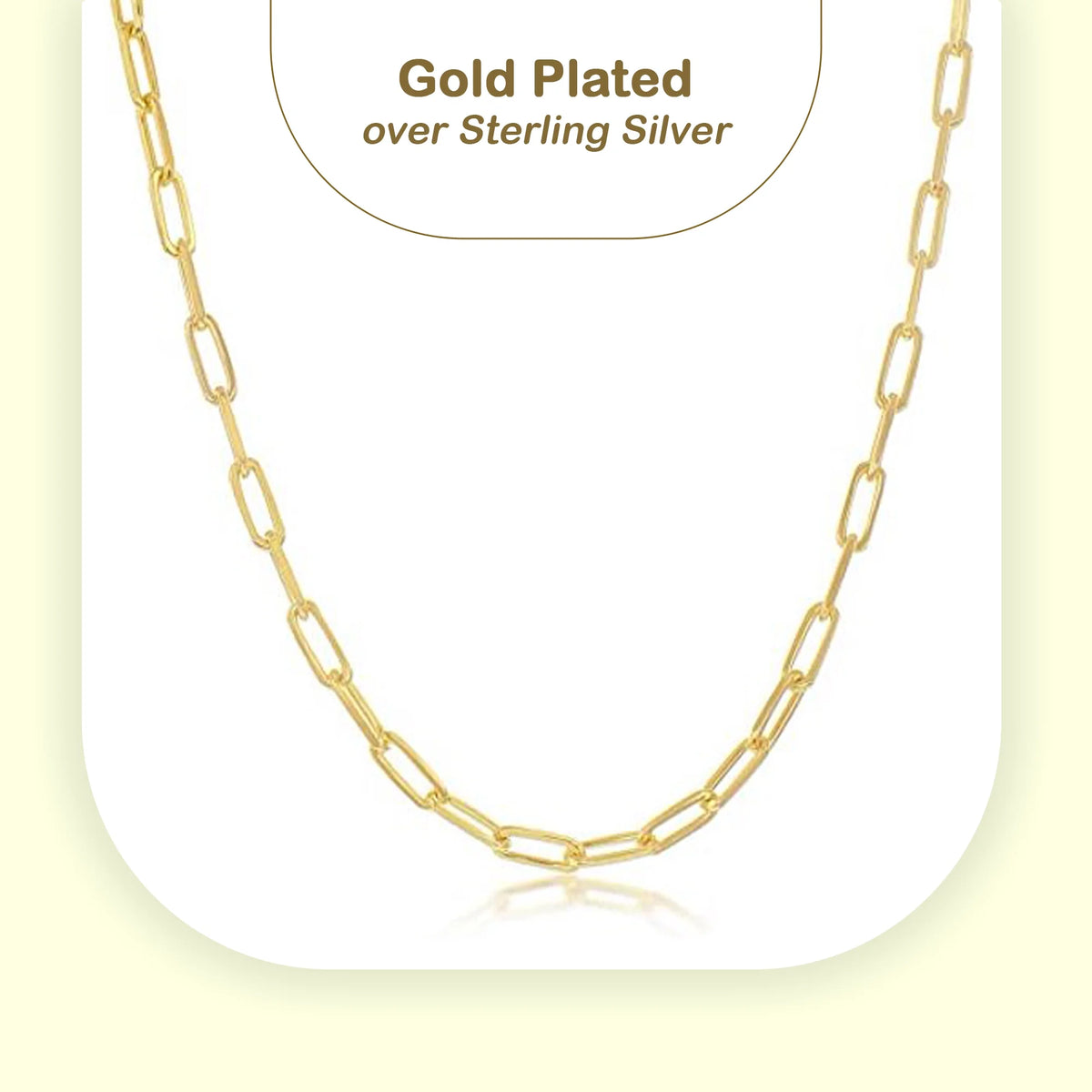 Sterling Silver Gold Plated Paperclip Chain Necklace, 1.8mm, 16.0" M804832