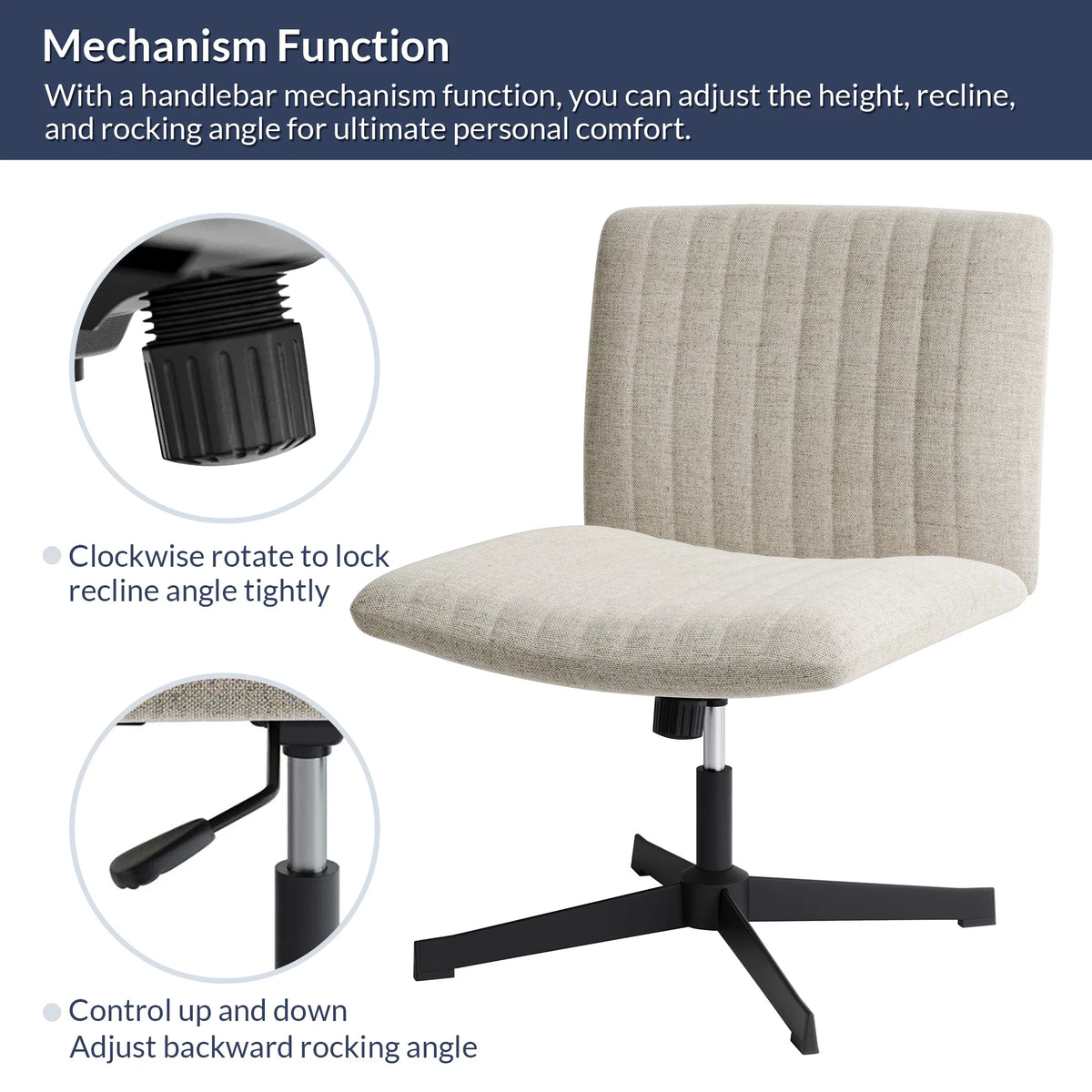 Beige Upholstered Linen Office Chair Y5397