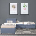 Grey L Shaped Platform Bed with Two Drawers and Built-in Desk R9361