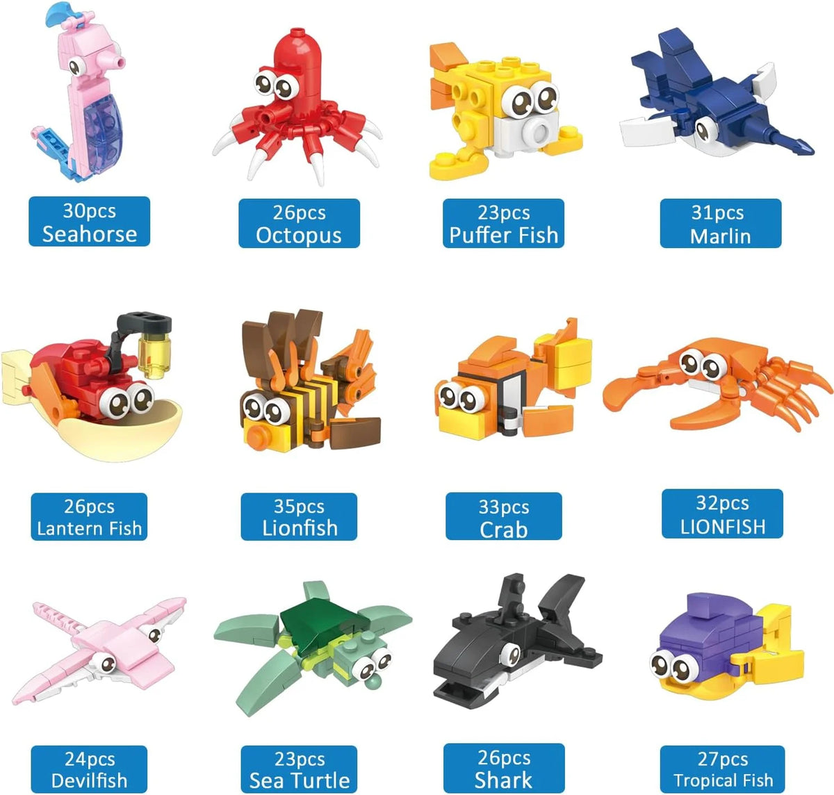 12PCS Sea Animal Mini Building Blocks Building Sets T8284