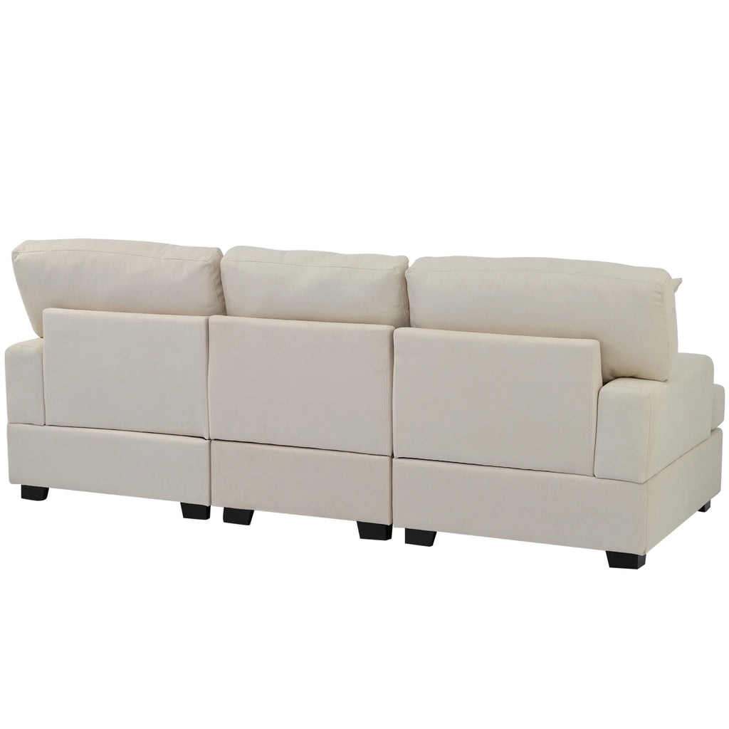 Beige Linen 3 Seater Sofa with 4 Pillows H6738