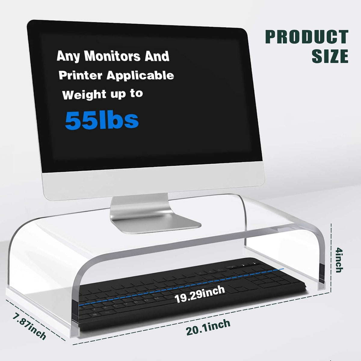 Acrylic Clear Monitor Screen Stand Riser, 20", Pack of 2 B710