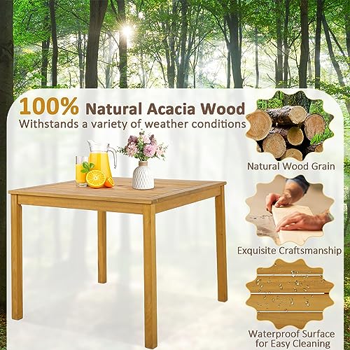 Square Acacia Wood Outdoor Dining Table with Umbrella Hole N737