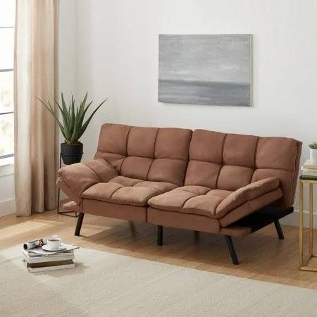 Camel Suede Fabric Memory Foam Futon, 72'' J777331