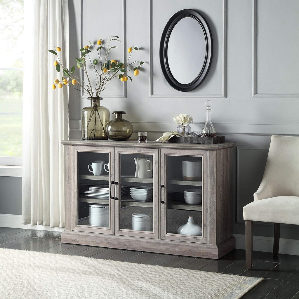 Rustic Gray Wood Sideboard with Storage Cabinet S2854